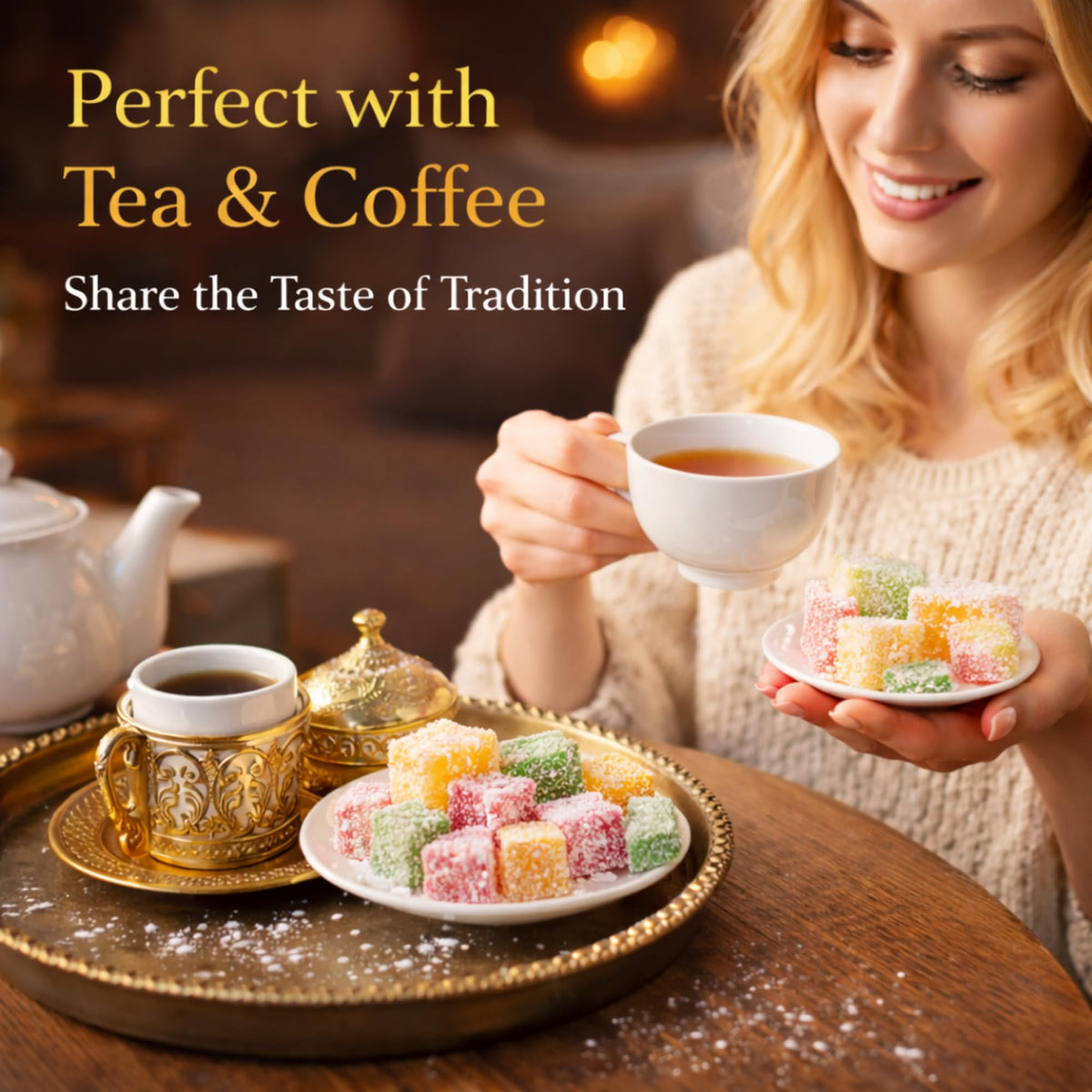 Assorted Turkish Delight (Small Cut/Ku? Lokumu) 400g - Fruit Flavored Lokum (Rose, Lemon, Orange, Mint) - Soft & Fresh, Coconut Coated, Traditional