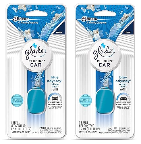 Glade Plugins Car Refill - Blue Odyssey - Net Wt. 3.2 mL (0.11 FL OZ) Per Refill - Pack of 2 Refills
