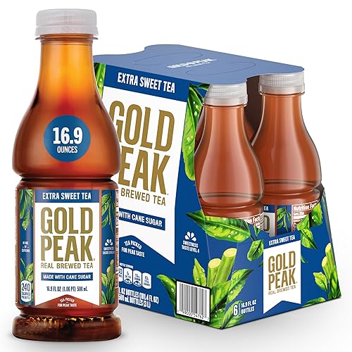 Gold Peak Extra Sweet Iced Tea, Sweet Tea Bottles, 16.9 fl oz, 6 Pack
