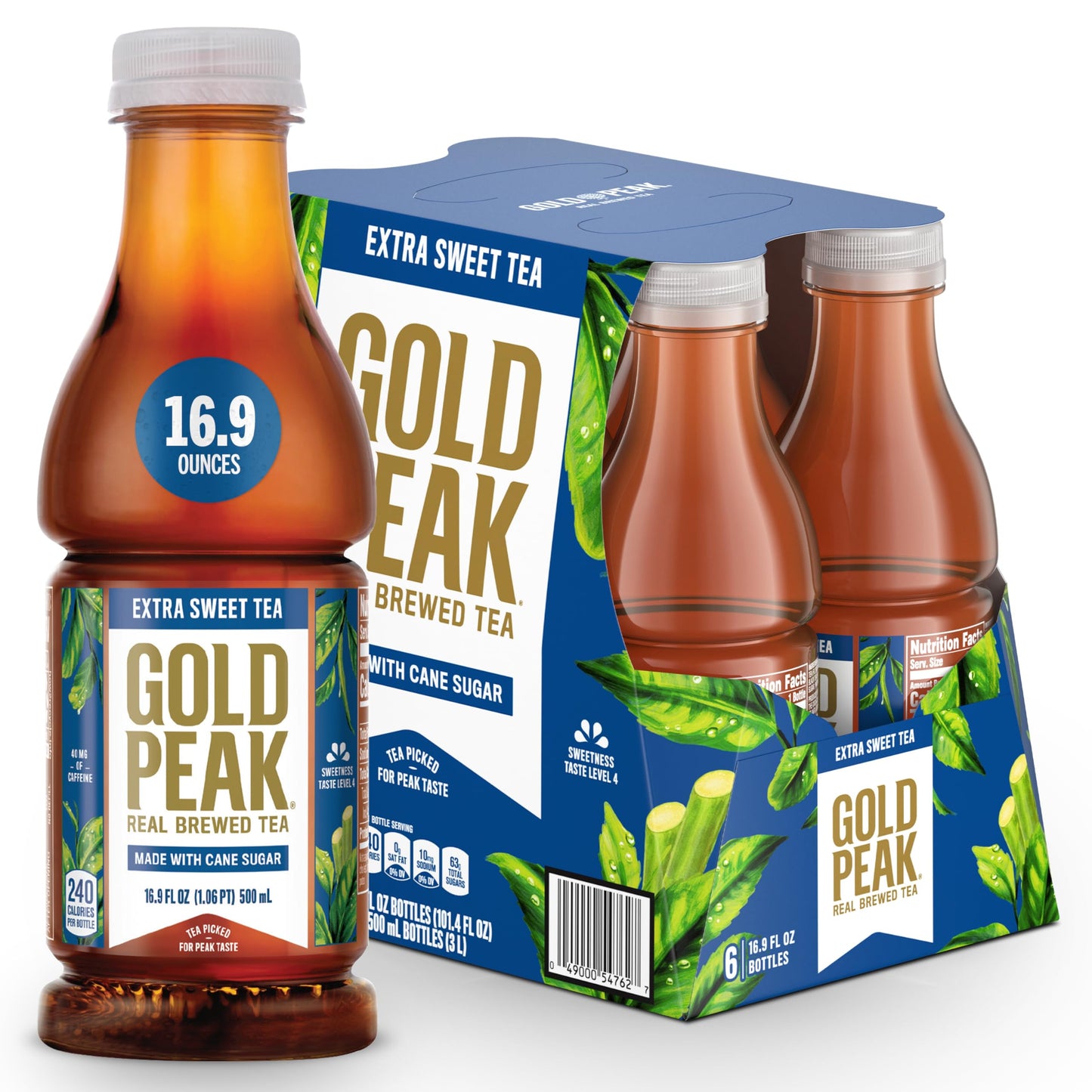 Gold Peak Extra Sweet Iced Tea, Sweet Tea Bottles, 16.9 fl oz, 6 Pack