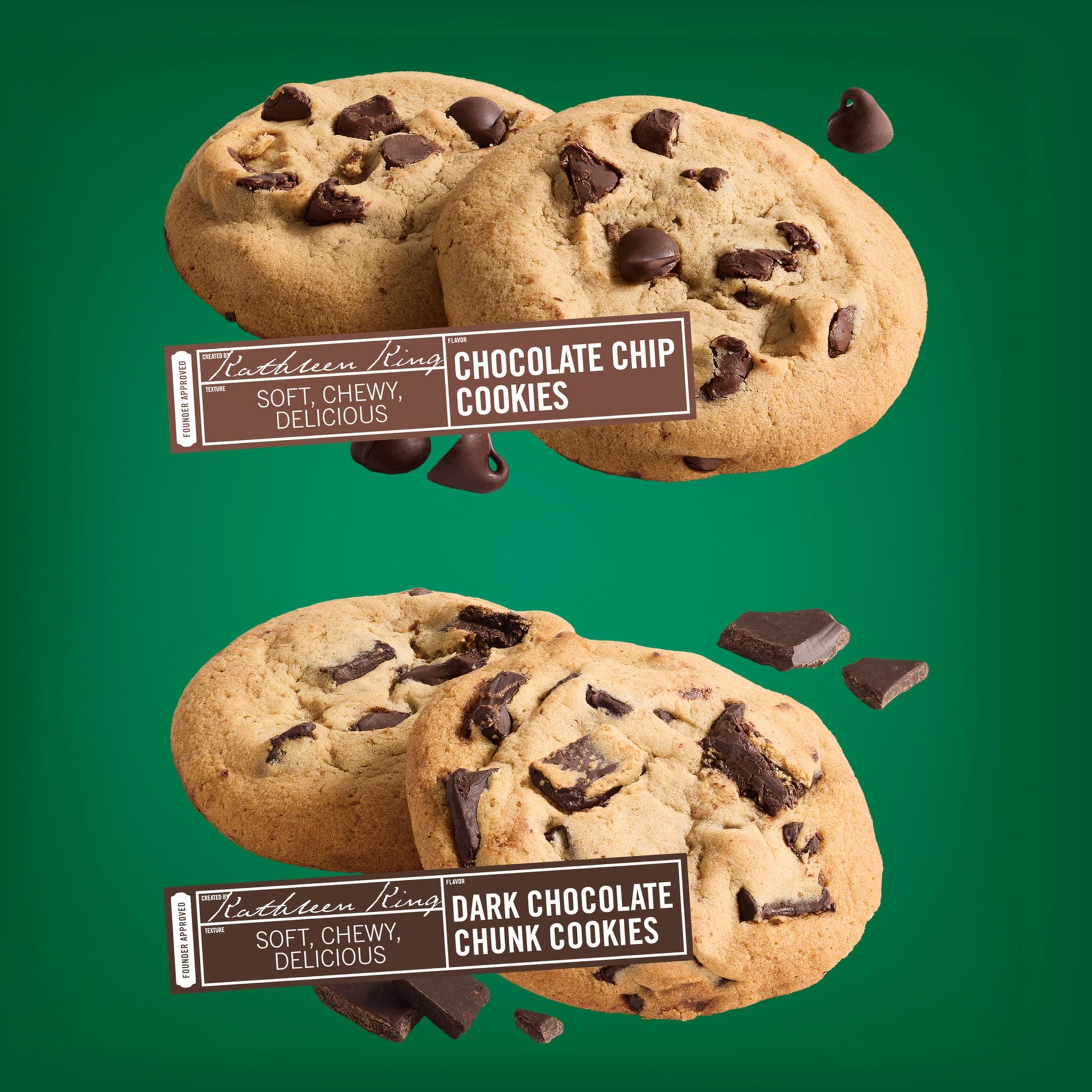 Tate's Bake Shop Soft Baked Cookies Variety Pack, Dark Chocolate Chunk and Chocolate Chip, 4-8 oz Bags