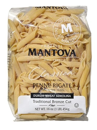 Mantova Italian Bronze Die Penne Rigate Pasta - 100% Durum Wheat Semolina Bronze Die Penne Rigate - Product Of Italy 16 Oz (Pack of 6)