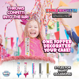 BEST PARTY EVER! Confetti Candle Cake Topper, Shower Your Cake in Edible Confetti Sprinkles, Fun Way to Celebrate Birthdays, Parties and More, 2-Pack