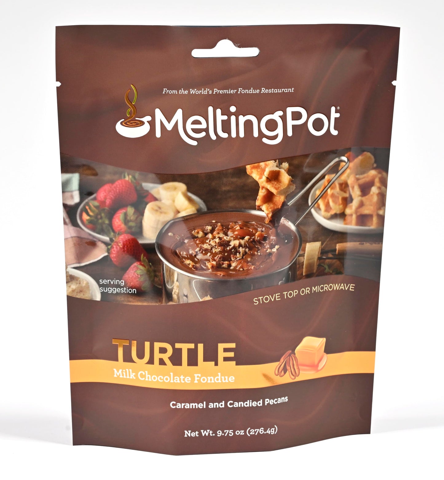 Melting Pot Chocolate Fondue; Mini Chocolate Wafers For Melting, Variety Pack (Dark Chocolate Cookies & Cream, White Chocolate, & Milk Chocolate Turtle), Pack of 3, 9.75oz Bags