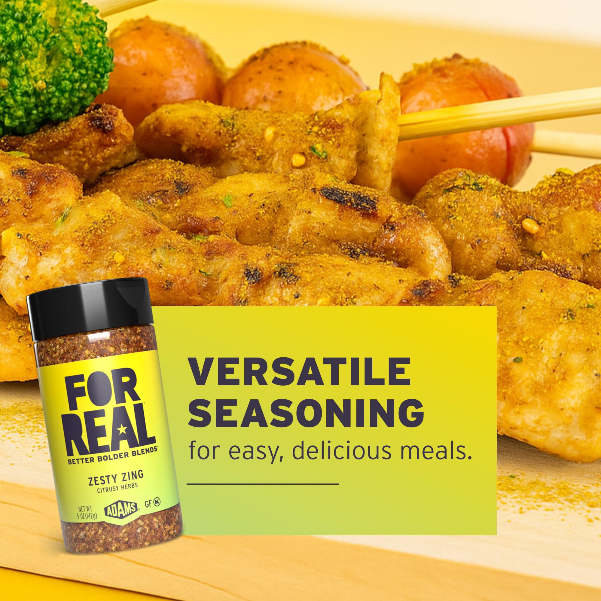 FOR REAL Zesty Zing Seasoning - Citrusy Herb Blend with Lemon, Lime & Tangerine Peel - Gluten Free, Kosher, No Seed Oils or MSG - Bright Flavor