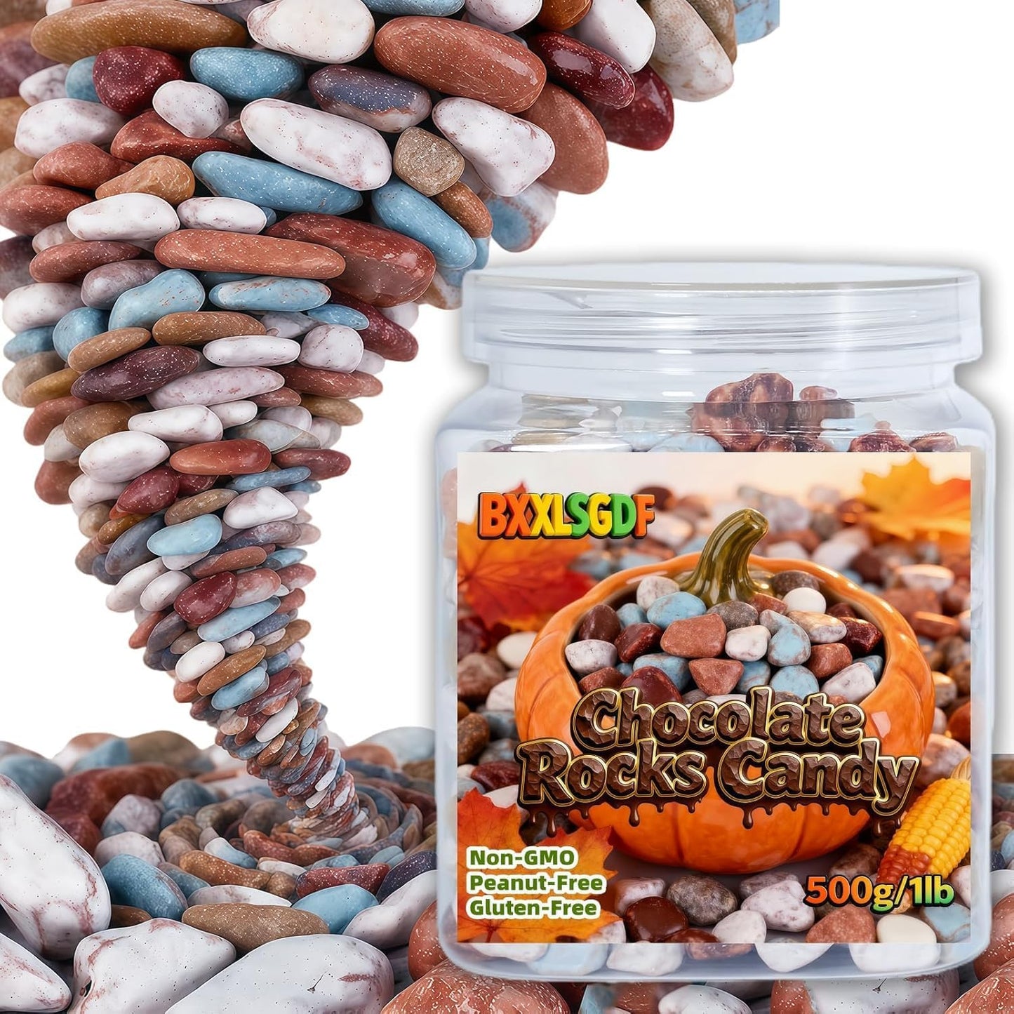 Chocolate Rock, 1lb Milk Chocolate Bulk Candy Stones Hard Candy Canned Gift