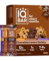 IQBAR Clean Plant Protein Bars - Chocolate Lovers Variety - 12 Count - Keto, Vegan, High Fiber, Gluten and Dairy Free, Low Sugar Snack - Brain
