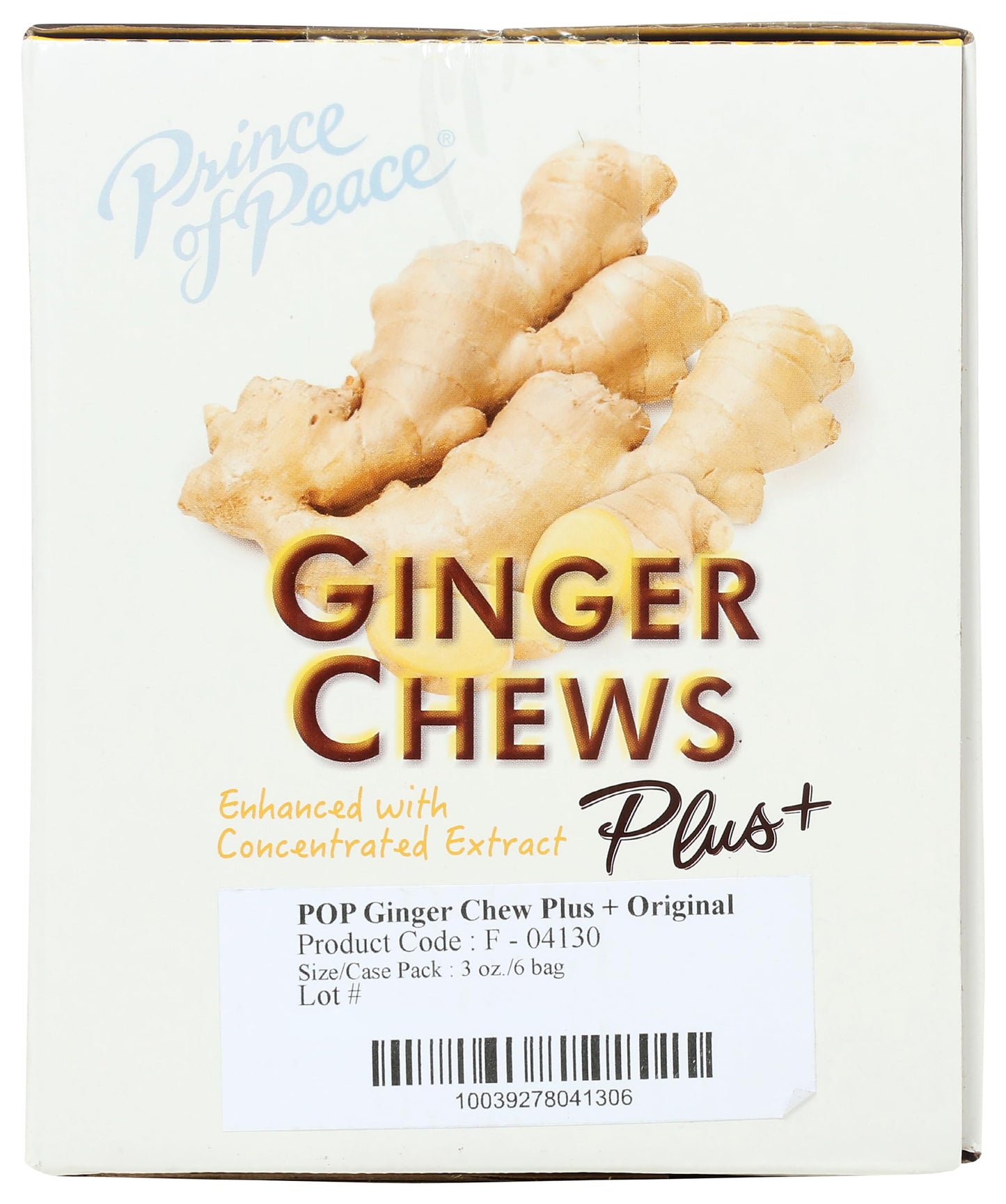Prince Of Peace Original Flavor Ginger Chew Plus+, Gluten Free, 3 Ounces (Pack of 6)