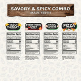 Savory & Spicy Combo Pack of 4, Herbs, Spices and Seasoning Gift Set - Garlic Lovers, Everything Spicy, Taco Tuesday, Pizza - Premium All Natural