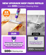 5X Cleaning Power Multi-Surface Mop Pad Refills, Compatible with Swiffer Power Mop Pads, for Cleaning Hardwood, Tile, Laminate, Vinyl Floors