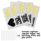 18pcs Black Gold Glitter Dessert Cupcake Pick for Straight Outta 2009 Cheer to 17 Years Old Theme Decor Supplies Happy 17th Birthday Party Decoration