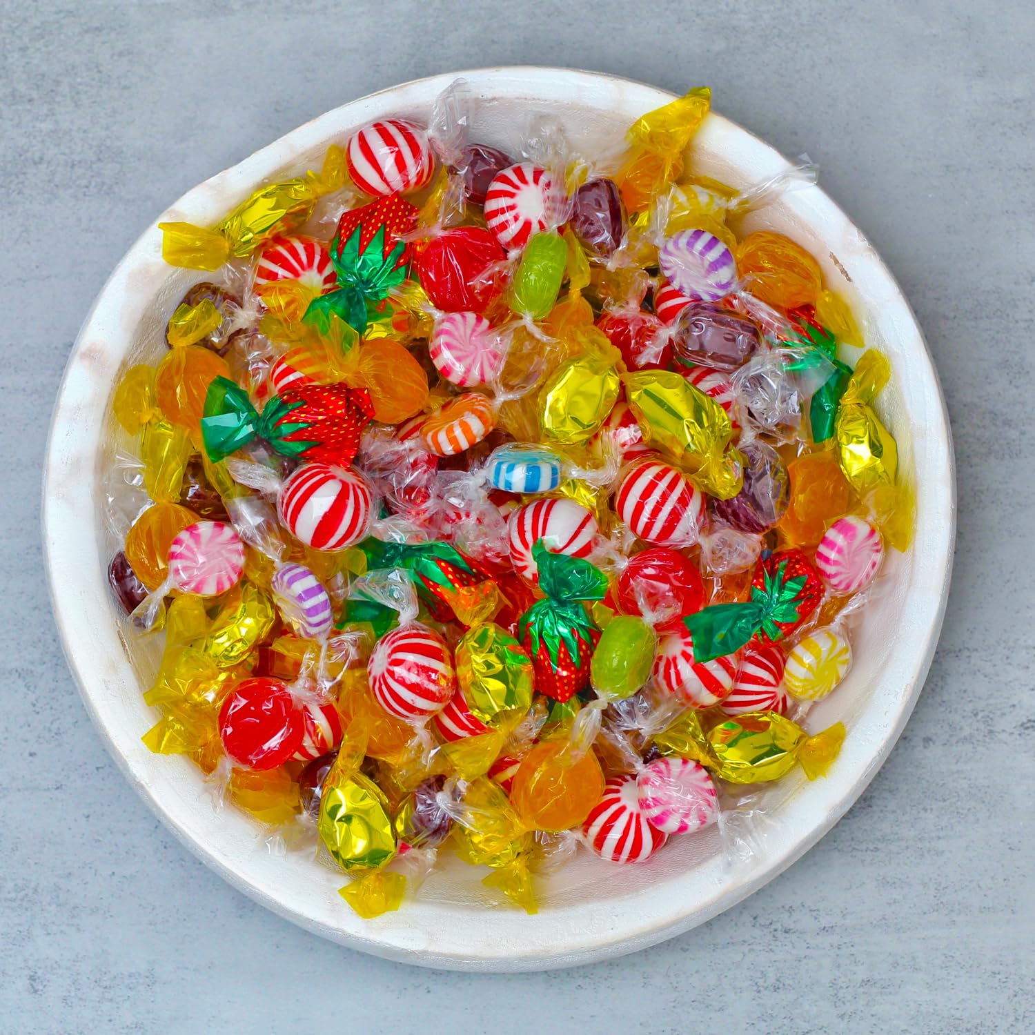 Lalees Hard Candy Mix - 3 LB - Approx. 220 Pieces - Assorted Classic Desk Hard Candy - Large Bag for Office - Individually Wrapped - Mint, Starlight