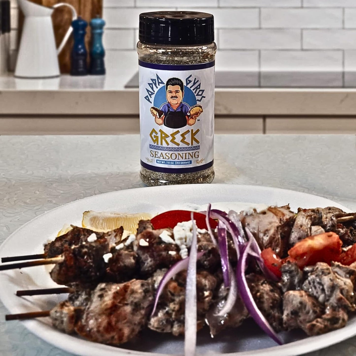 Pappa Gyros All Purpose Greek Seasoning Blend No MSG | Large Shaker 7.5 Oz | Authentic Mediterranean Spices | All Natural Savory Herb & Spice Mix |