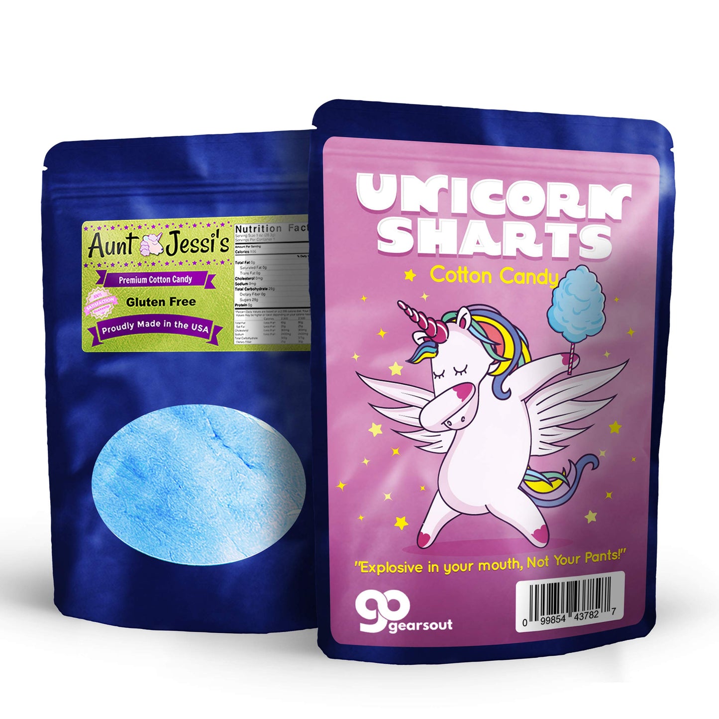 Unicorn Sharts Cotton Candy - Novelty Dabbing Unicorn Candy for Teens - Gluten-free cotton candy, blue