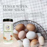 Fresh Eggs Daily Egg Wipes - Enzyme-Based Egg Cleaner for Backyard Chickens, No Rinse Needed, Natural Enzyme Formula - 40 Natural Cleaning Wipes