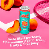 Alani Nu JUICY PEACH, Sugar Free, Low Calorie Energy Drinks, 200mg Caffeine, Biotin, B Vitamins, Zero Sugar, 10 Calories, 12 Fl Oz Cans, 12 Pack