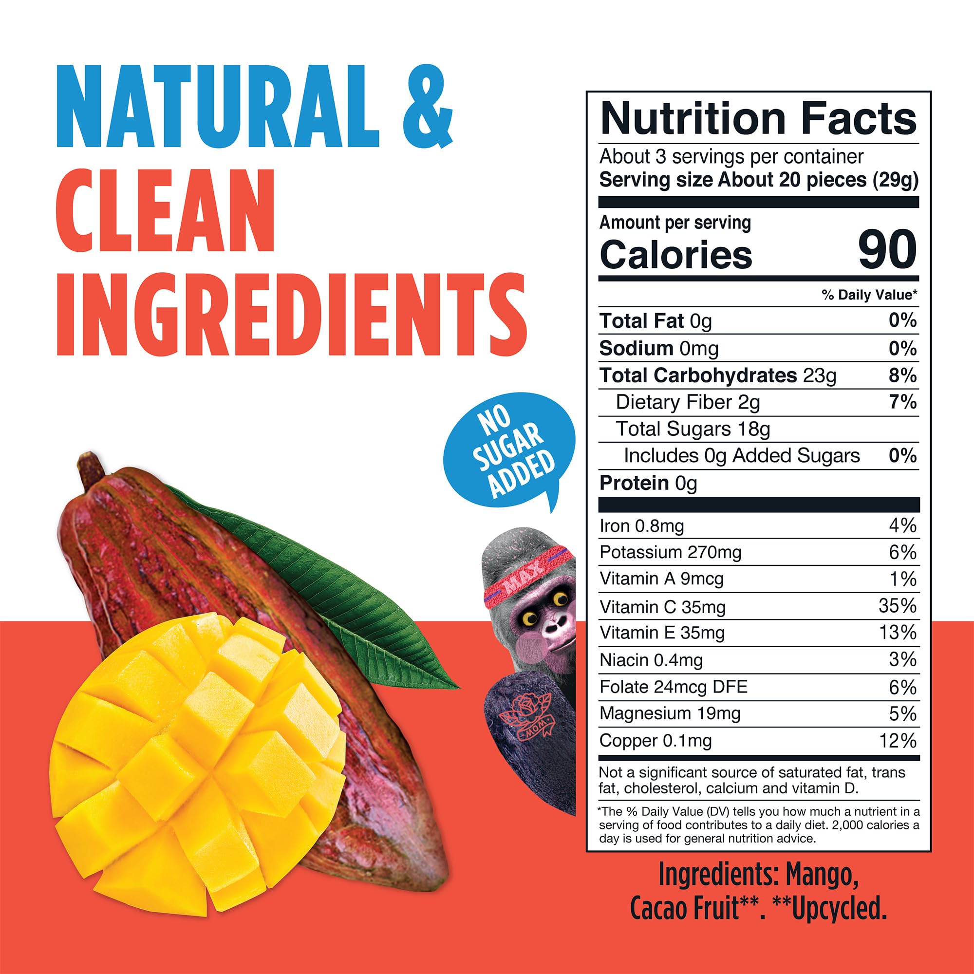 Blue Stripes Cacao Superfruit Gummies - Vegan Chewy Fruity Snack, No Sugar Added 100% Fruit Gummy, 9 Essential Vitamins & Minerals, Natural Tropical