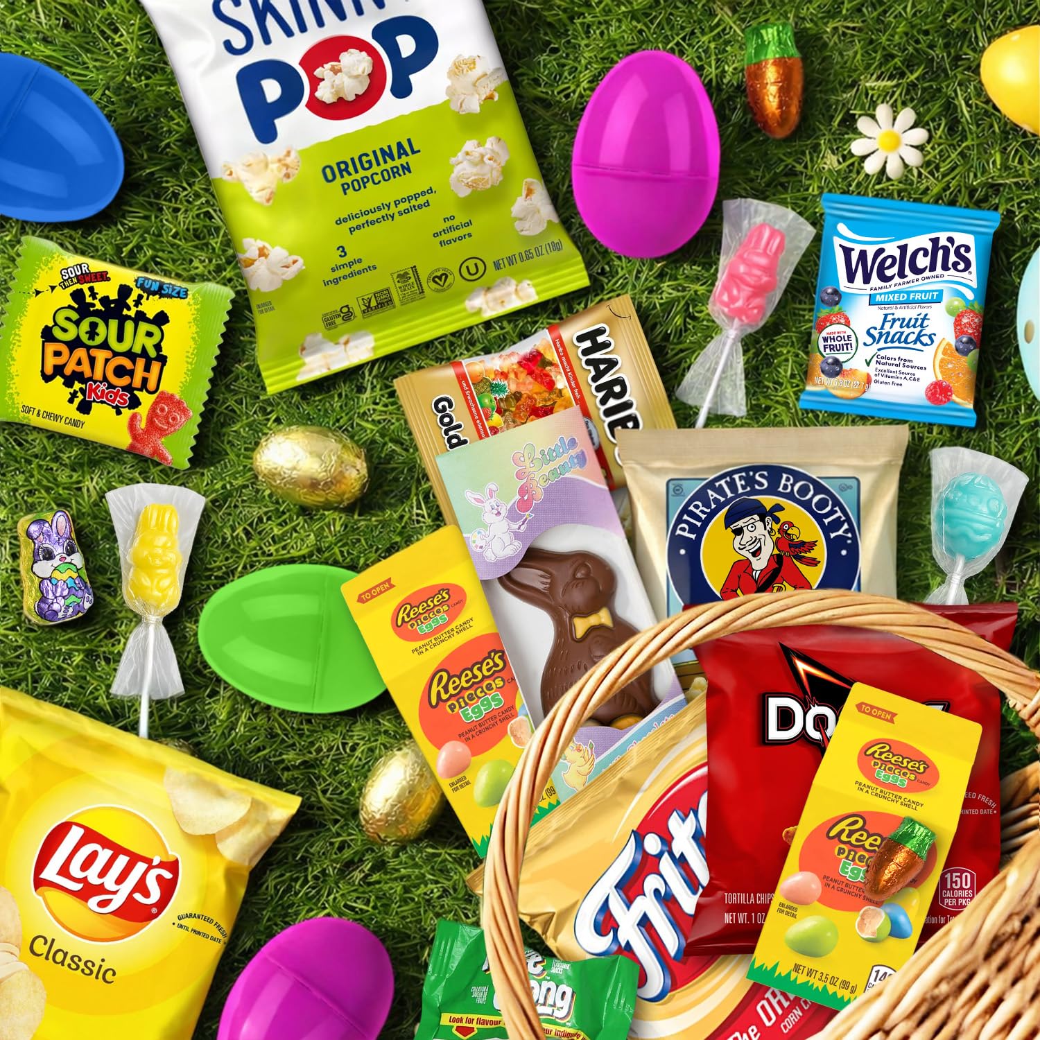 Easter Snacks Care Package Gift Box - Snack Box Gift Basket - Large Variety Snacks, Candy & Treats for College Students, Adults, Kids - 45 Count