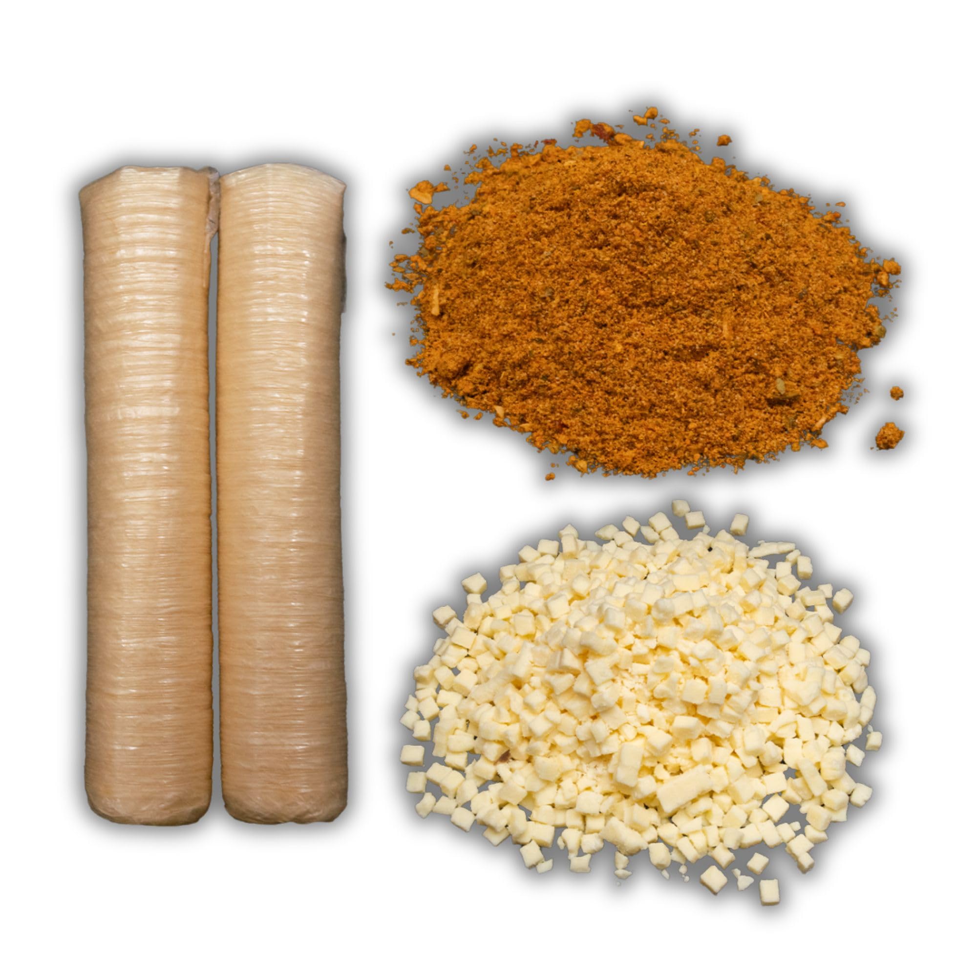 Bearded Butchers Pizza Bratwurst DIY Kit - Classic Cheesy Pizza Flavor Brats - Includes Seasoning, High-Temp Diced Mozzarella Cheese, and 32mm
