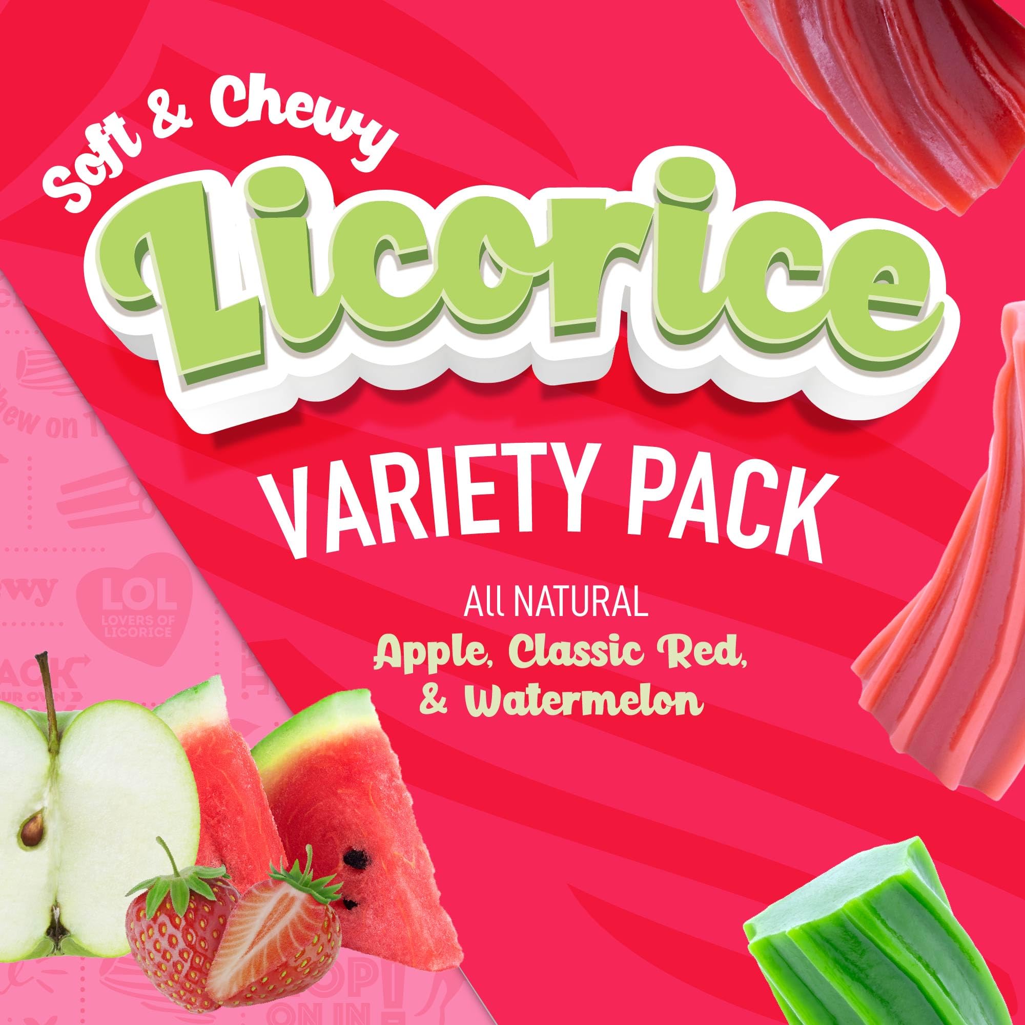 Wiley Wallaby Licorice 10 Ounce Variety Pack - Red Strawberry, Watermelon & Green Apple Classic Gourmet Australian Style Soft & Chewy Licorice Candy