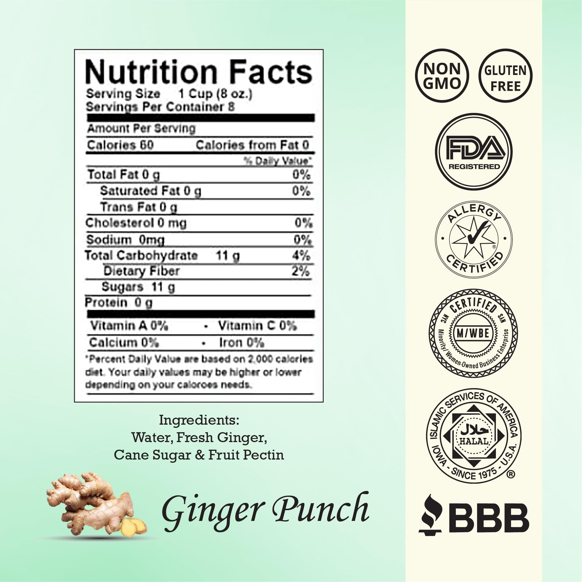Chef K Ginger Punch with Fresh Ginger, 100% Natural Ginger, No Preservatives (9pk)