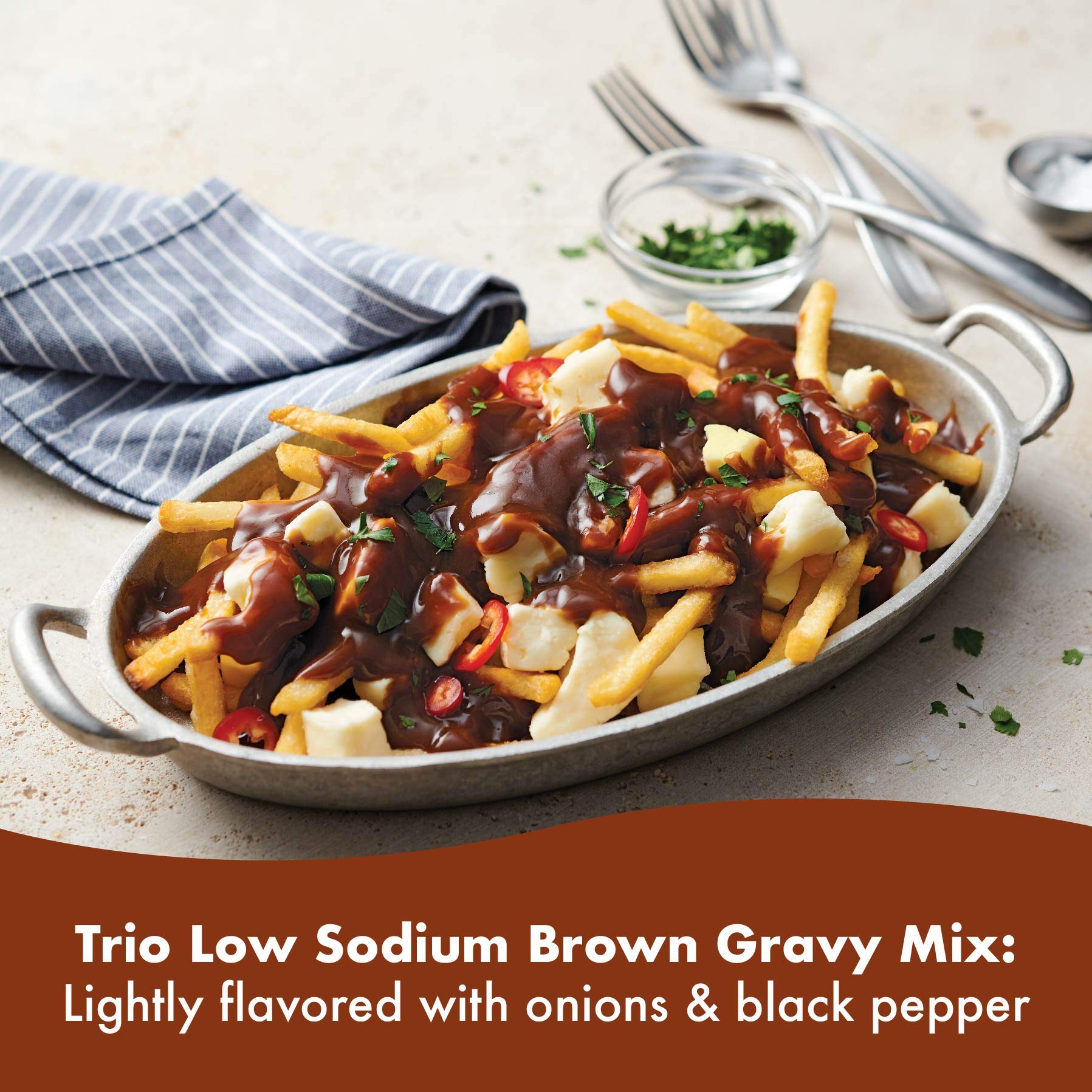 Trio Low Sodium Brown Gravy Mix 16 oz (Pack of 8)