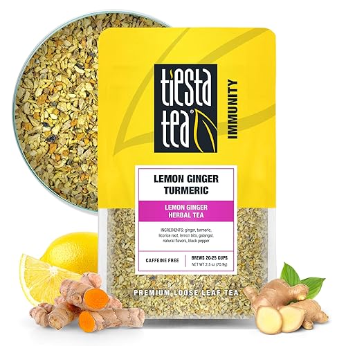 Tiesta Tea - Lemon Ginger Turmeric, Loose Leaf, Lemon Ginger Herbal Tea, Premium Blend, Non Caffeinated Herbal, Make Hot or Iced Brews Up to 25 Cups