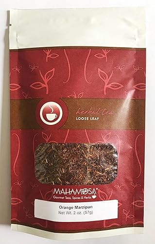 Mahamosa Orange Marzipan Rooibos Tea 2 oz - Loose Leaf Rooibos Herbal Tea Blend, Dessert Tea