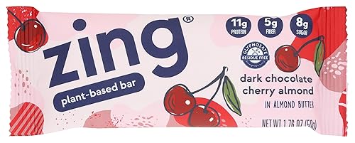 Zing, Dark Chocolate Cherry Almond Bar, 1.8 Ounce