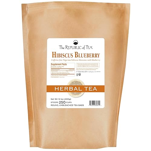 The Republic of Tea, Hibiscus Blueberry Superflower Herbal Tea, 250 Tea Bag Bulk