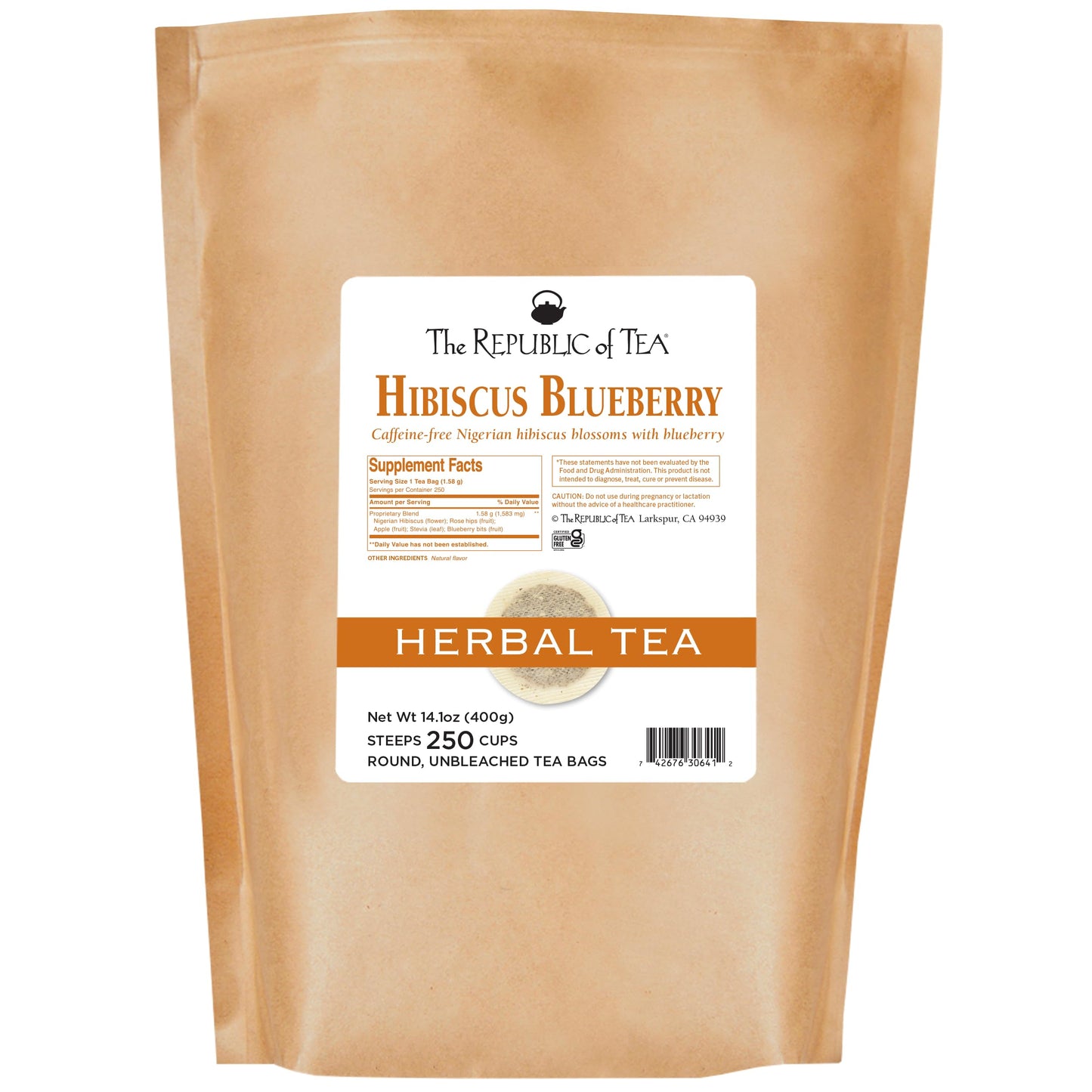 The Republic of Tea, Hibiscus Blueberry Superflower Herbal Tea, 250 Tea Bag Bulk
