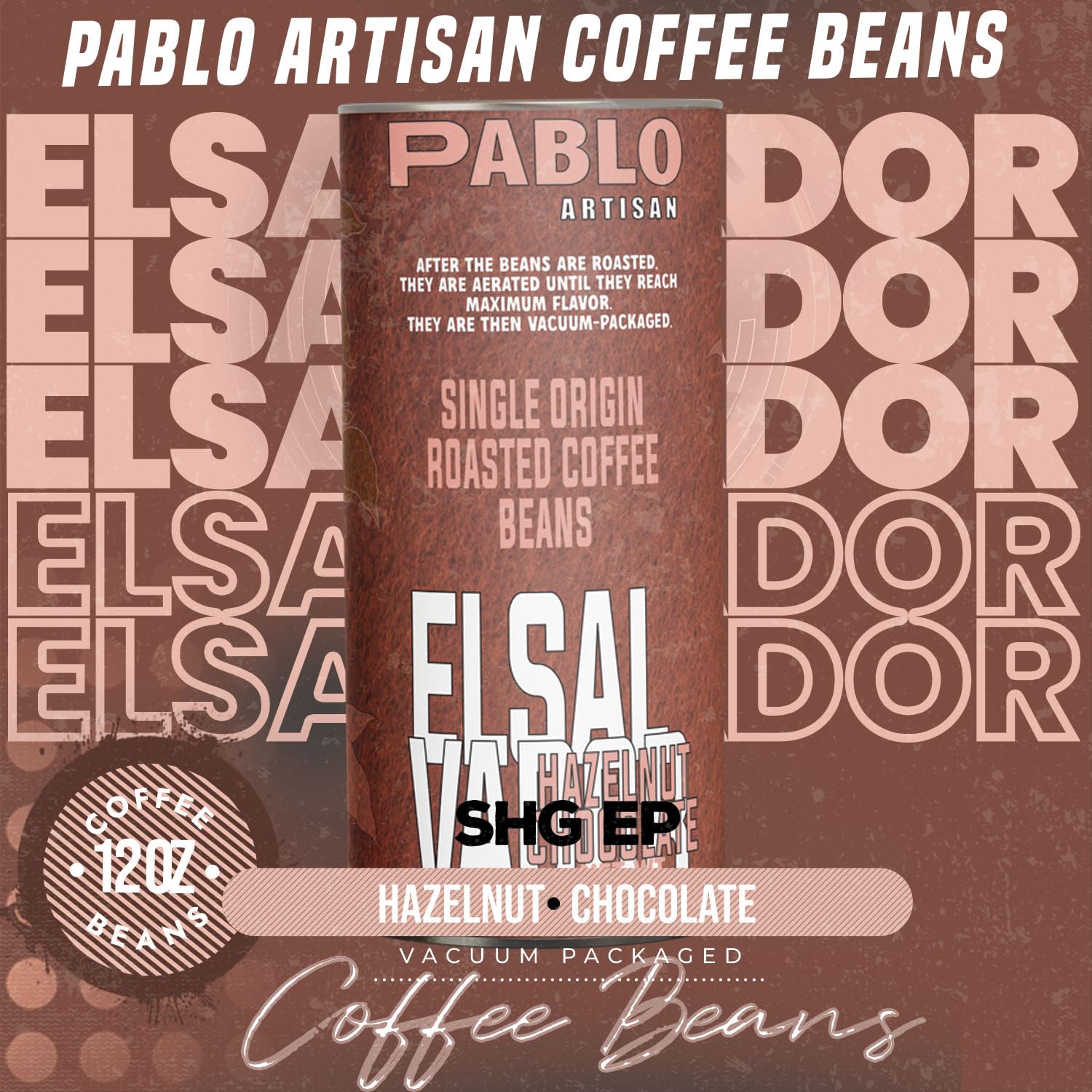 Pablo Artisan El Salvador SHG EP Single Origin Coffee Beans - Medium Roast Whole Bean Coffee, 100% Arabica Espresso Beans, Notes of Dark Chocolate