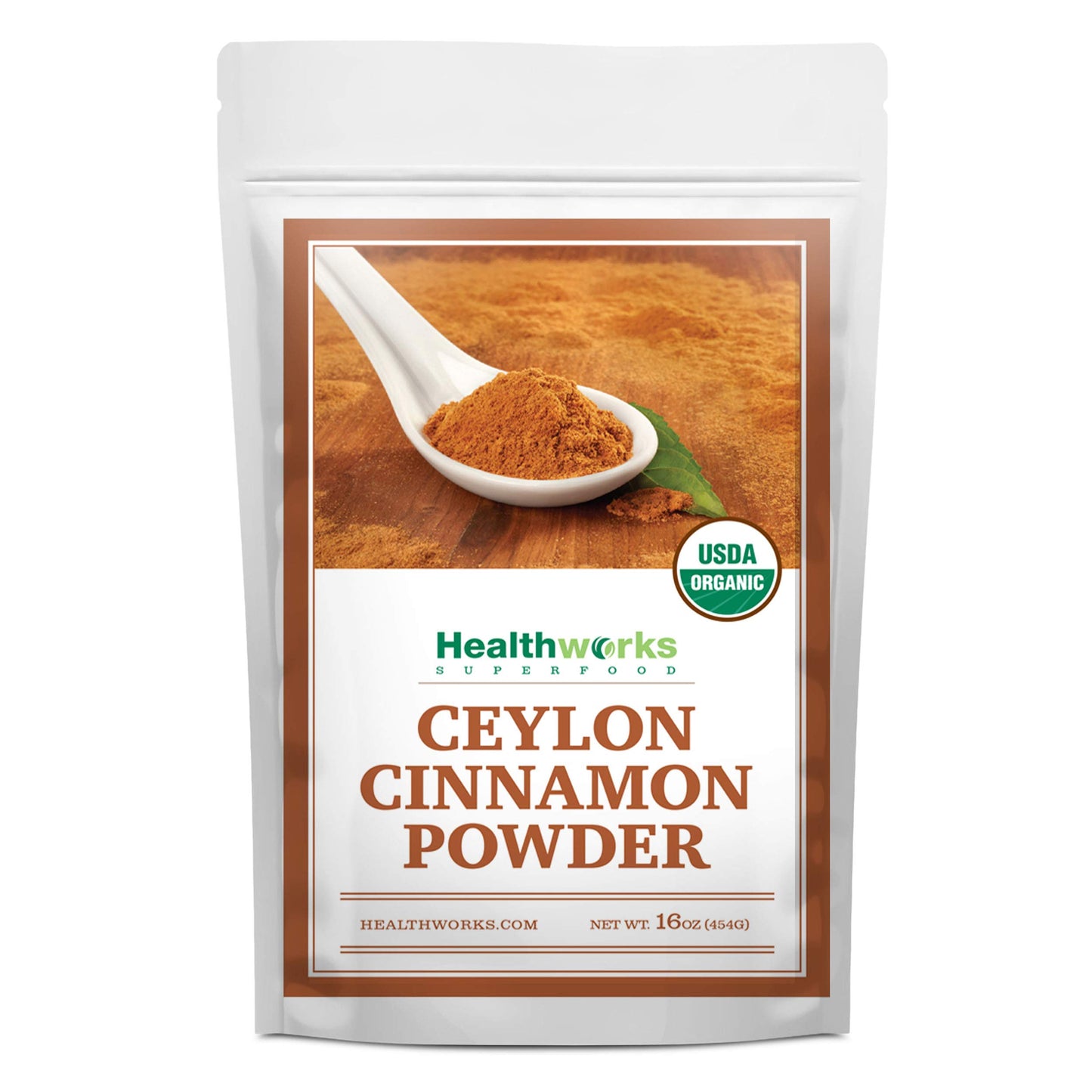 Healthworks Superfoods Organic Ceylon Cinnamon Powder - 16 Oz / 1 Lb - Ground Raw - Keto, Vegan & Non-GMO - Great with Coffee, Tea & Oatmeal
