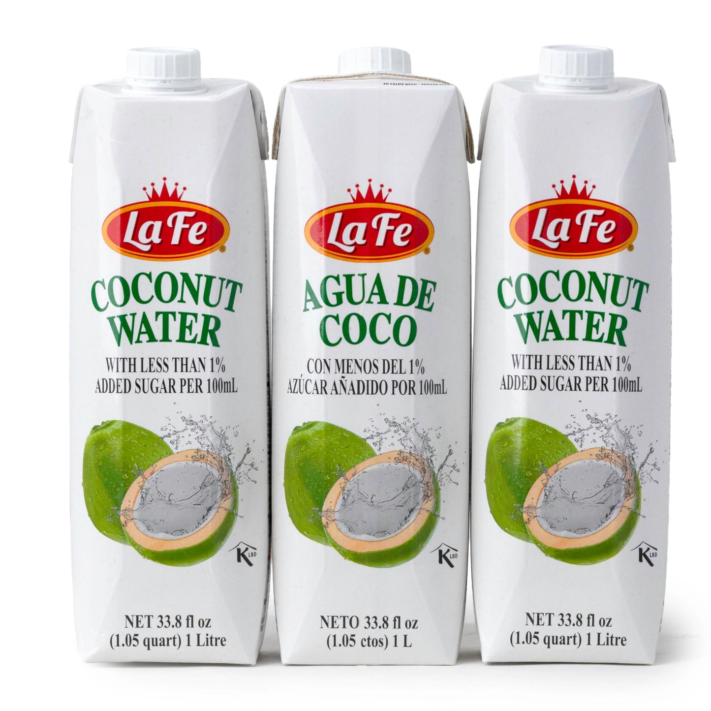La Fe Coconut Water Carton No Pulp - 3 Pack - 33.8 oz each