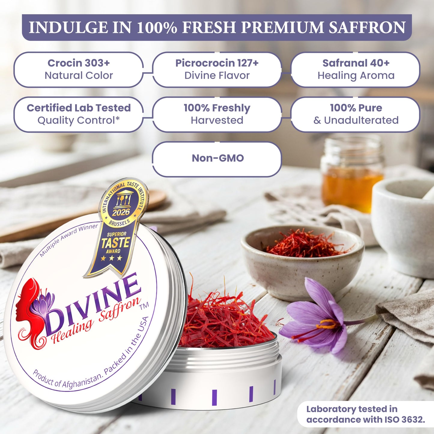 Saffron Threads - 100% Fresh, Pure Saffron from Afghanistan - Premium Award Winner Red Saffron Threads for Cooking Spanish Rice & Risotto, Golden Milk