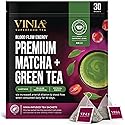 VINIA Premium Matcha + Green Tea Bags, Made with Organic Tea, Infused with Piceid Resveratrol for Heart Health, Nitric Oxide, Physical Energy