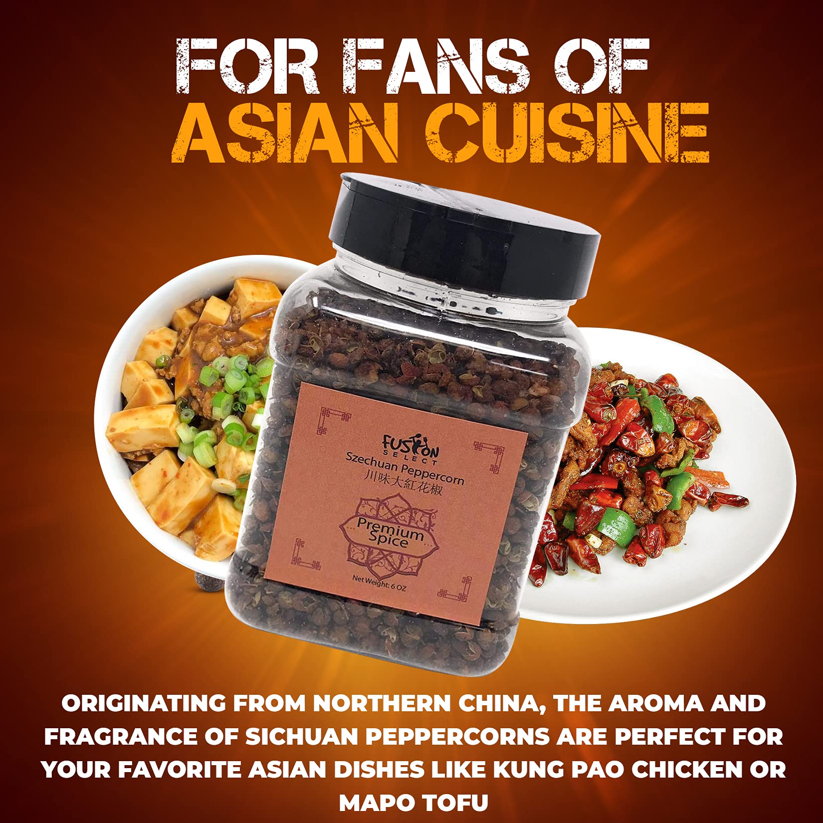 Fusion Select Premium Szechuan Peppercorn - Authentic Sichuan Whole Peppercorns for Chinese Cuisine, Mapo Tofu, Kung Pao Chicken - Spice Seasoning