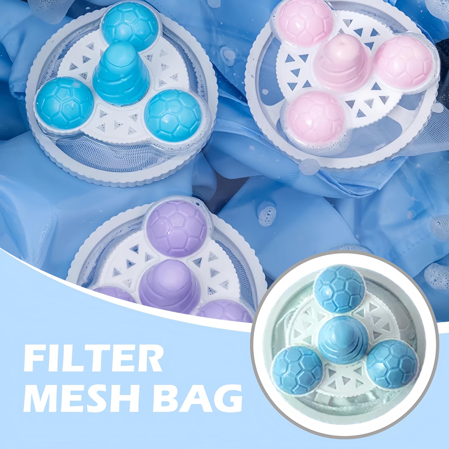 Floating Hair Filtering Mesh Removal, 3Pcs Lint Catcher for Washing Machine Hair Catcher Washer Machine, Reusable Lint Catcher for Laundry Dog Cat Pet