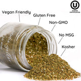 Jamie Geller Za'atar Spice Seasoning | Fresh Hyssop Herb Mix Spices (3.5 oz Glass Jar, 100g) OU KOSHER | Mediterranean Blend For Greek Yogurt, Hummus