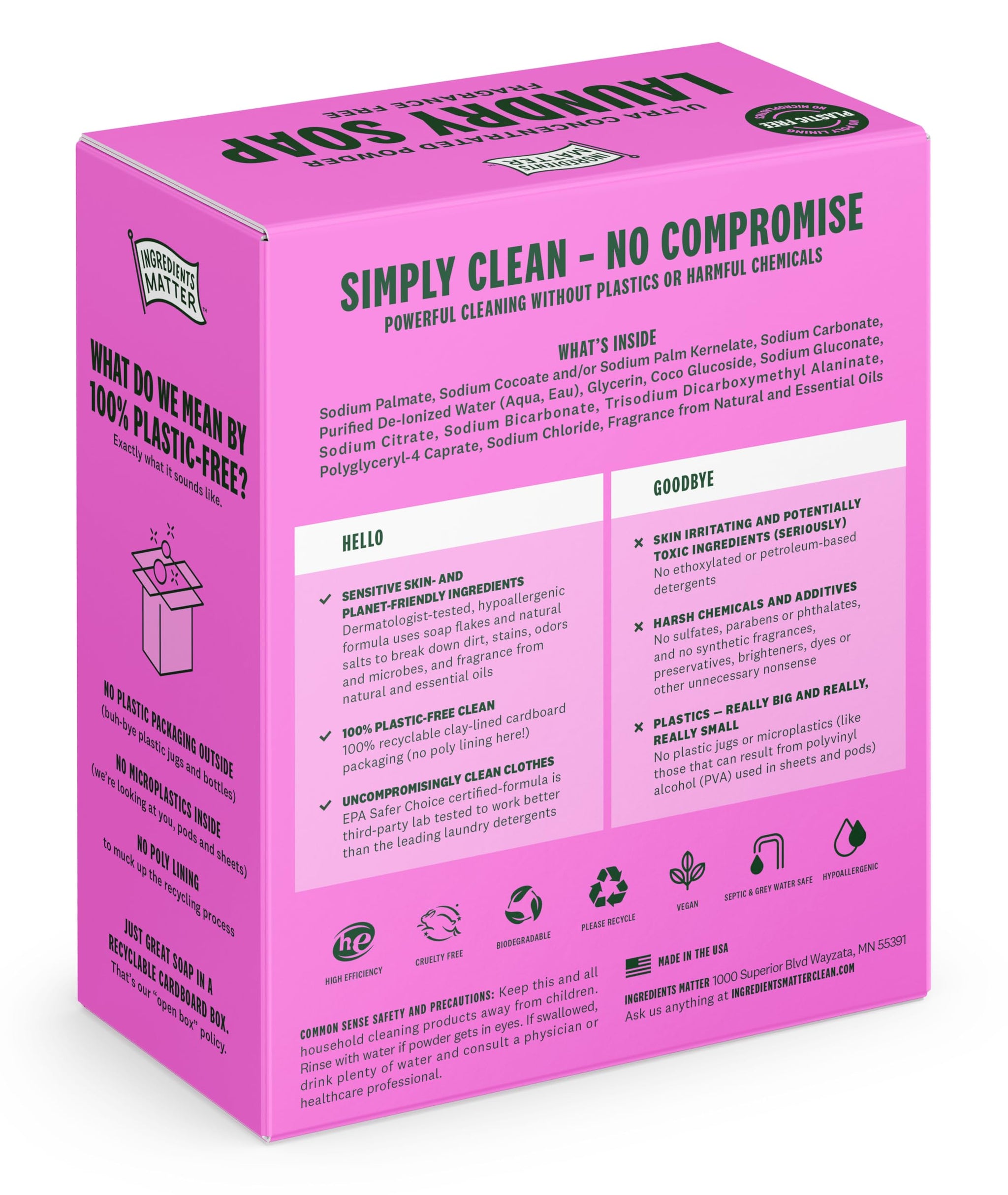 Ingredients Matter Powder Laundry Soap - Lavender Scent, Hypoallergenic Detergent, Natural & Eco-Friendly, Plastic Free, Made in USA, Natural