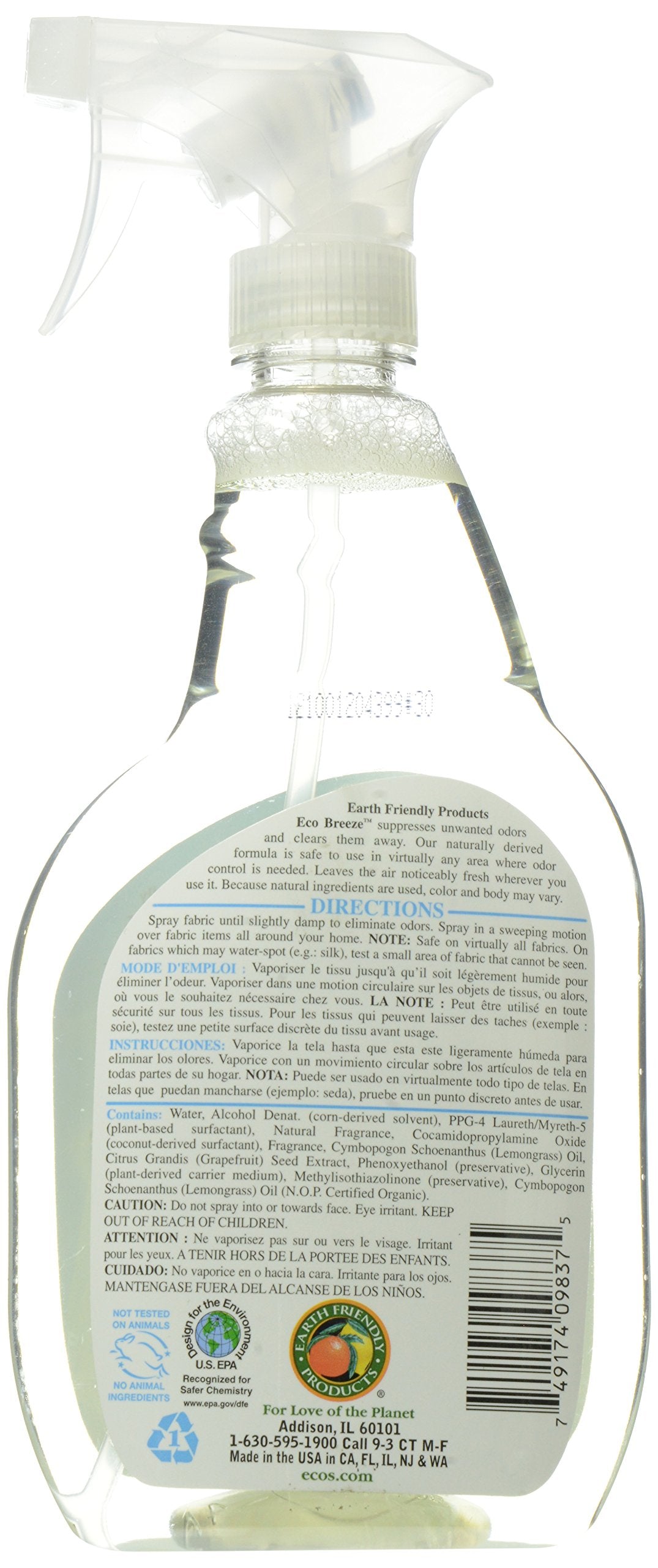 Earth Friendly Products Eco Breeze, Fabric Refresher, Lemongrass, 22 fl oz