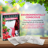 China Mist Iced Tea - Berry Hibiscus Herbal Tea Infusion - Refreshing and Delicious - Each Tea Bag Yields 1/2 Gallon - 4 bags.