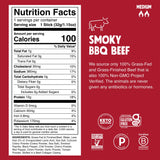 Chomps Grass-Fed and Finished Smoky BBQ Beef Jerky Snack Sticks 10-Pack - Keto, Paleo, Whole30, 10g Lean Meat Protein, Gluten-Free, Zero Sugar Food
