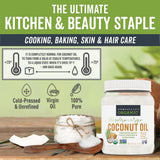 Viva Naturals Organic Coconut Oil, 54 fl oz - Unrefined, Cold-Pressed Extra Virgin Coconut Oil, USDA Organic & Non-GMO, Natural Cooking Oil, Hair Oil & Skin Oil