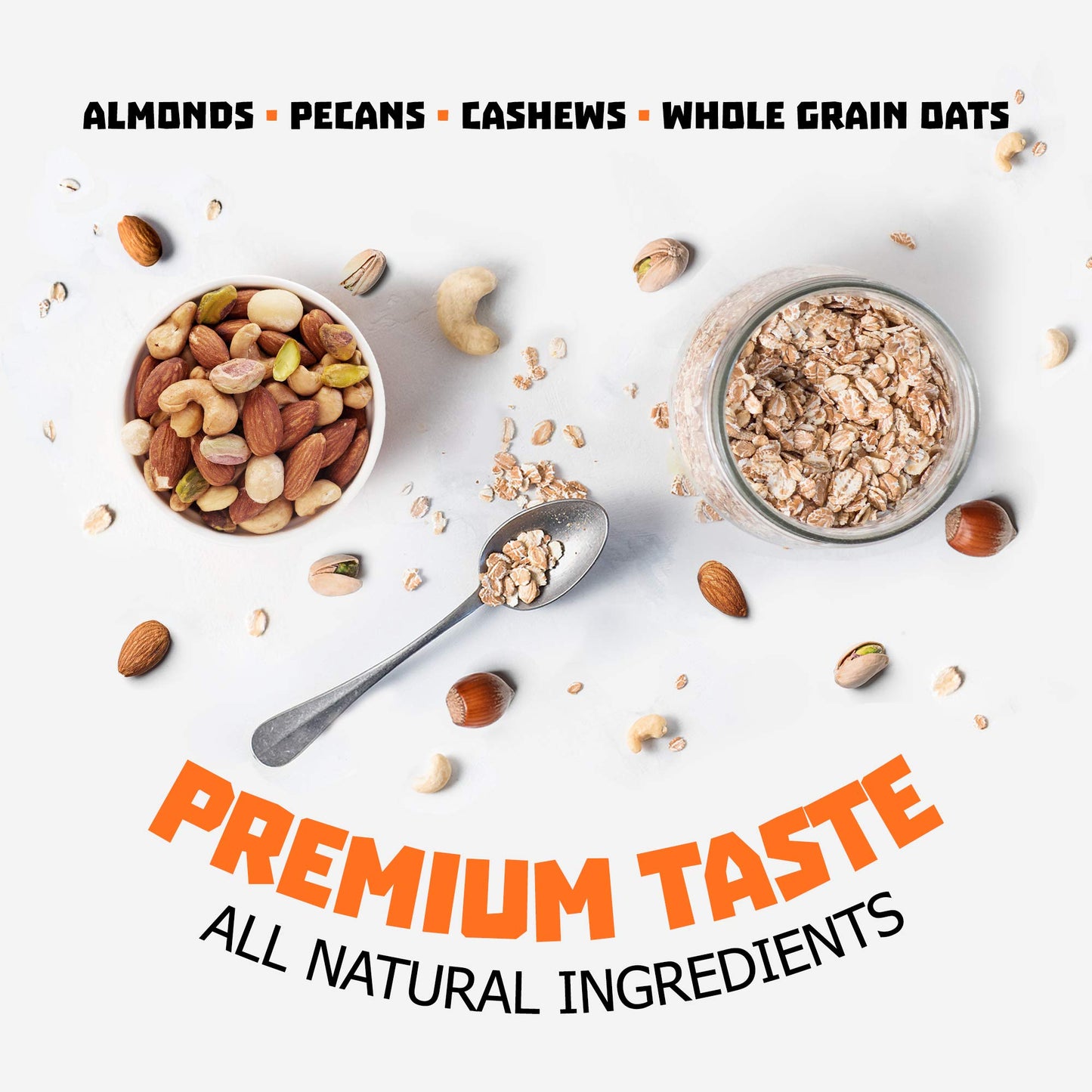 Almond, Pecan, and Cashew | Non GMO, Wheat Free, Low Sugar Granola, Healthy Granola Bites, Low Sugar Snacks, 11oz - Gustola Granola