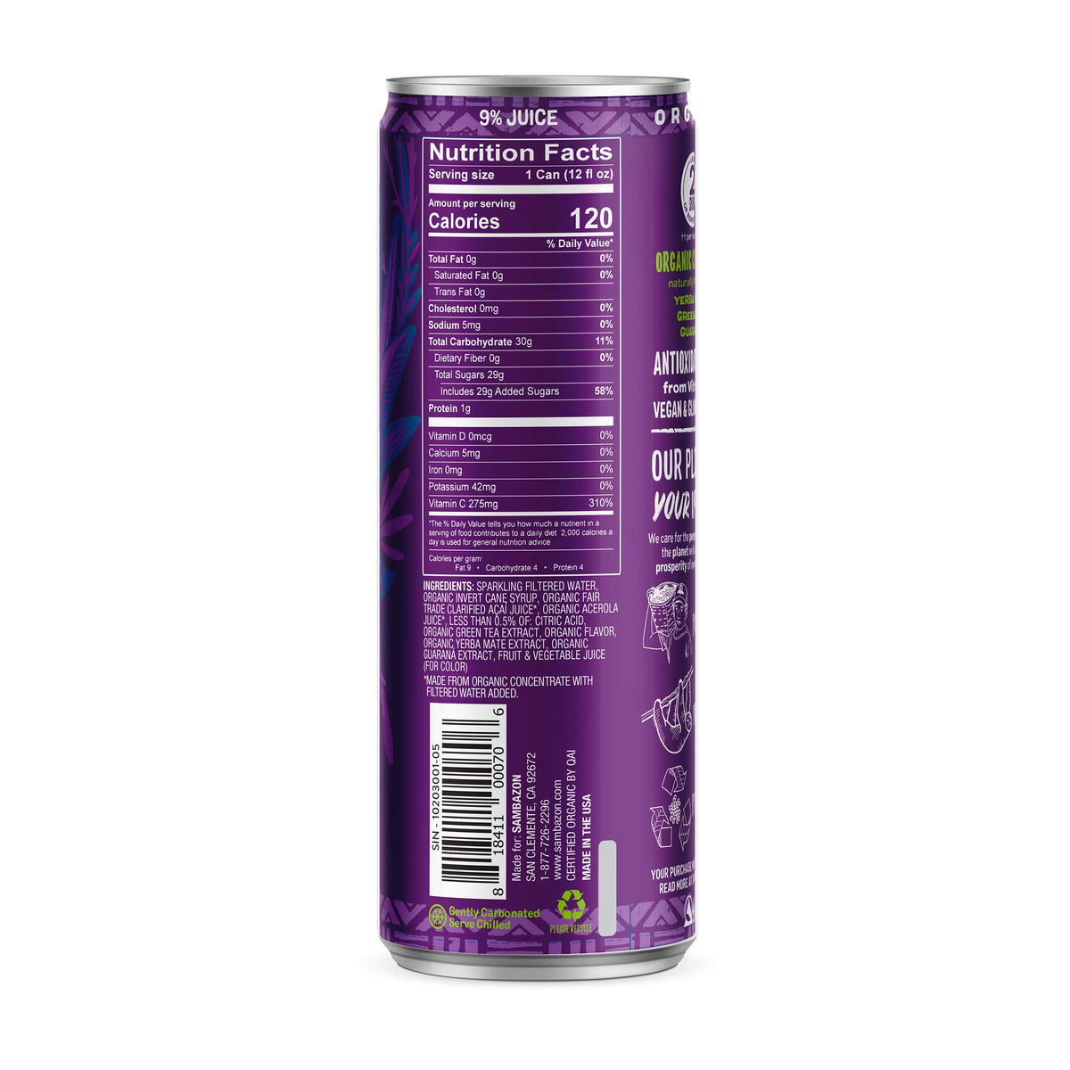 Sambazon Organic Amazon Energy Drink, Original Acai Berry, 12 Ounce (Pack of 12)