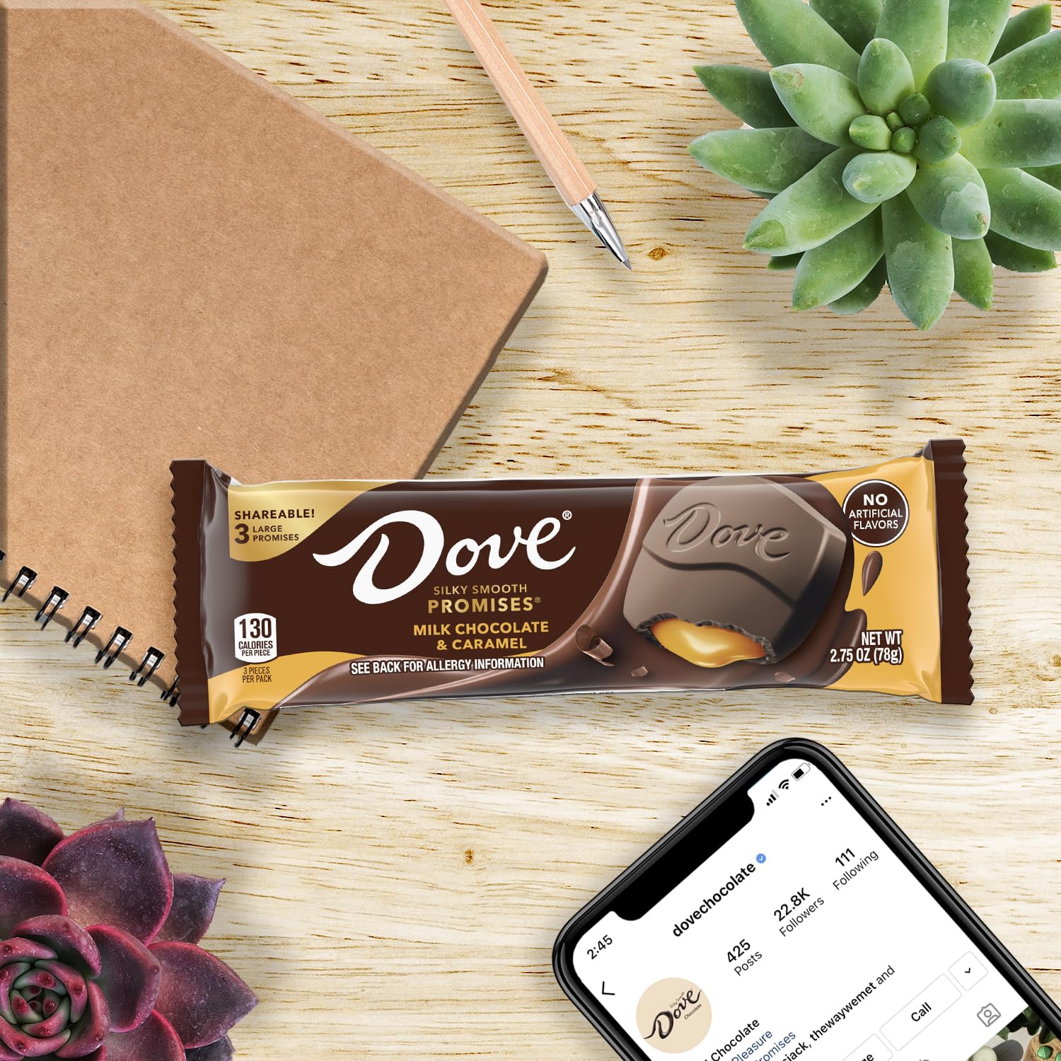 DOVE PROMISES Chocolate Large Promises, Milk Chocolate Caramel Candy, 2.75oz Bars (Candy Bulk Pack of 20)