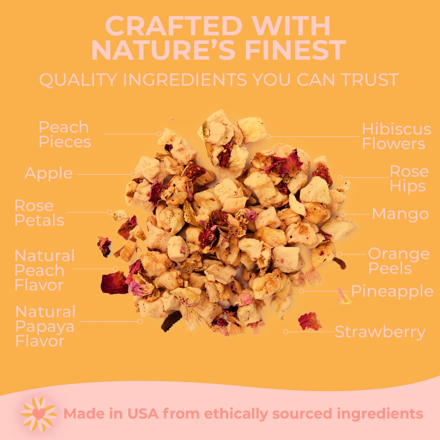 Katy’s Peach Bellini Loose Tea - Apple, Peach & Mango - Light Herbal Fruit Tea, Caffeine-Free, Sugar-Free - Hot or Cold Brew Tea - 30+ Cups