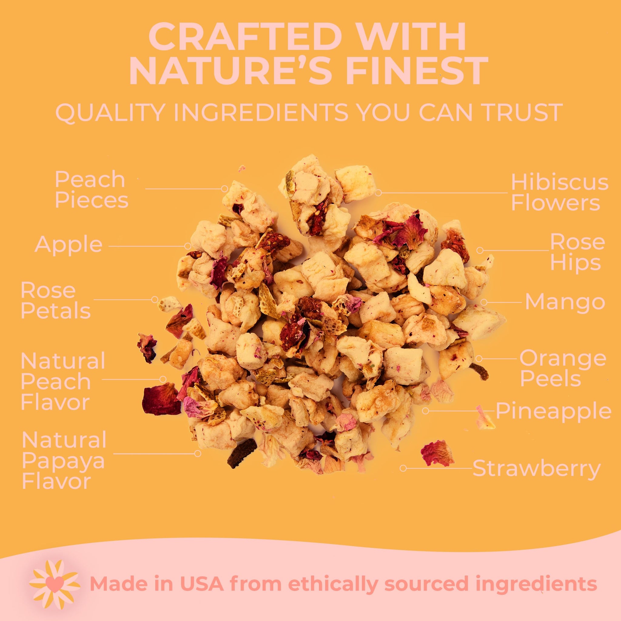 Katy’s Peach Bellini Loose Tea - Apple, Peach & Mango - Light Herbal Fruit Tea, Caffeine-Free, Sugar-Free - Hot or Cold Brew Tea - 30+ Cups