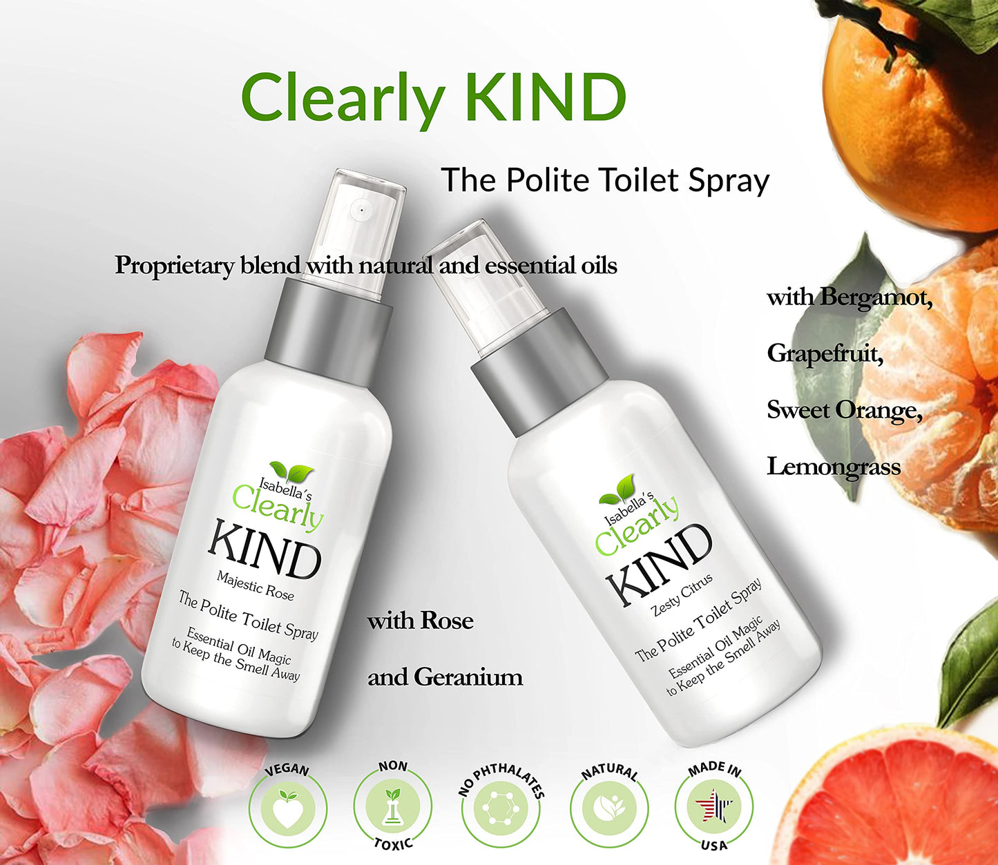Clearly KIND, The Polite Odor Eliminator "Before you Poop" Toilet Spray | Pre Poo Essential Oil Magic Keeps the Smell Away | 100% Natural Bathroom